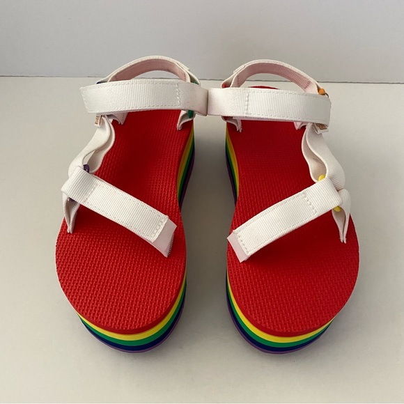 Teva Flatform Universal Rainbow Pride Sandals White 7 - Picture 2 of 7
